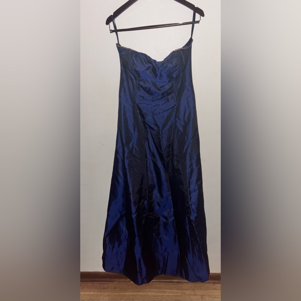 Vintage Jessica McClintock Gunne Sax 80s Formal Midnight Sparkly Blue Dress 11
